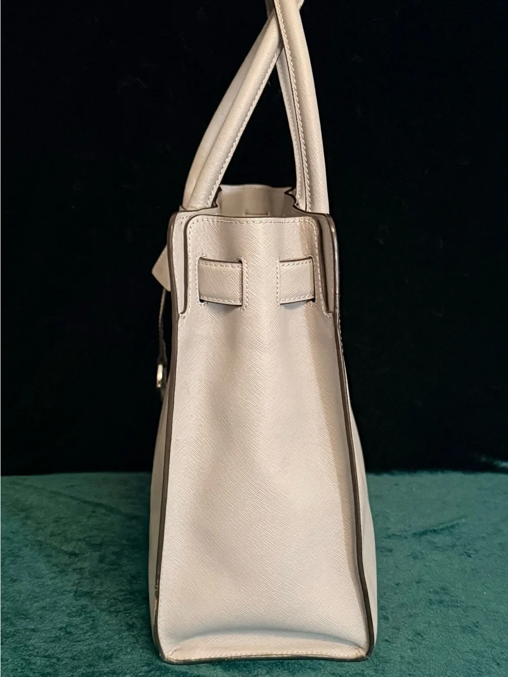 Michael Kors Grey Saffiano Leather Satchel with MK Charm